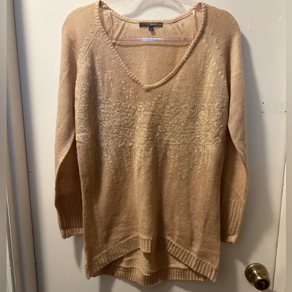 Matty M V-neck sweater with sequin design. Size S